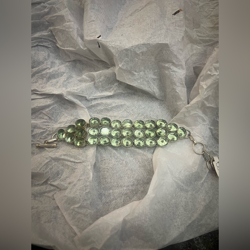Gemstone Adjustablebracelet: Light Mint Green Ame… - image 3